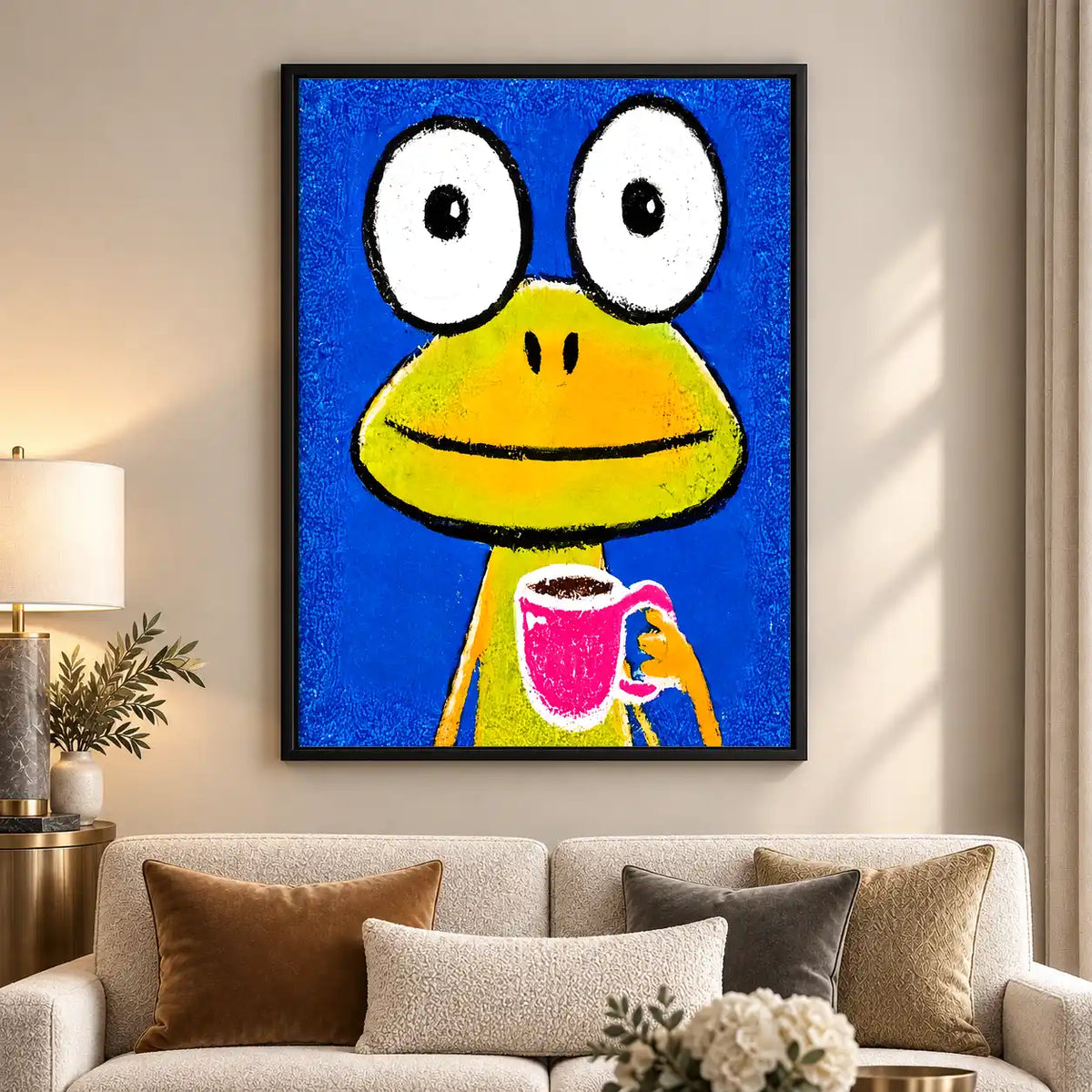 Blue Cartoon Frog Portrait Wall Art 5