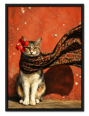 Bohemian Cat With Flowing Scarf Wall Art