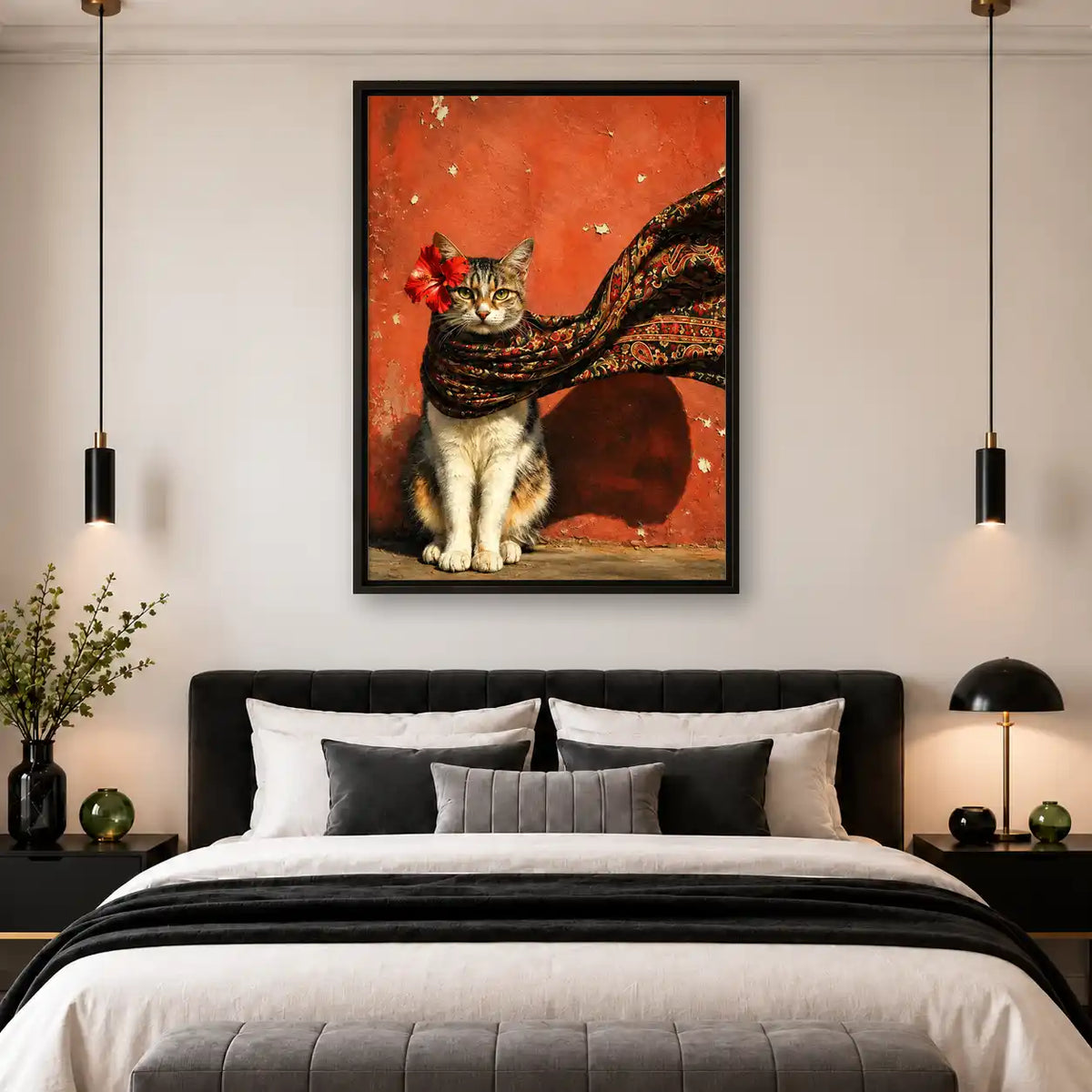 Bohemian Cat With Flowing Scarf Wall Art 4