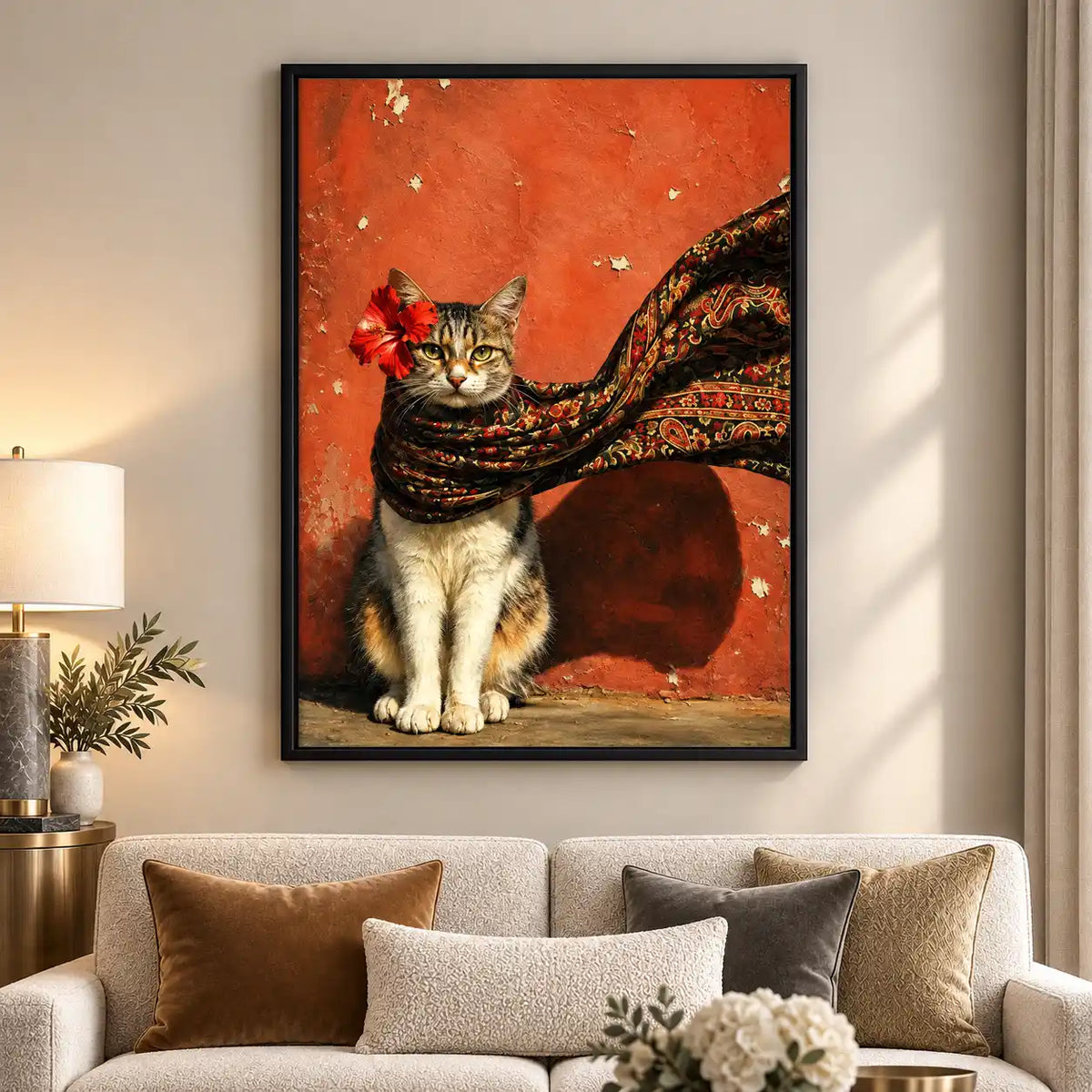 Bohemian Cat With Flowing Scarf Wall Art 5