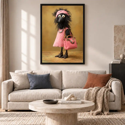 Boho Bird In Pink Dress Wall Art 2