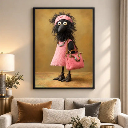 Boho Bird In Pink Dress Wall Art 5