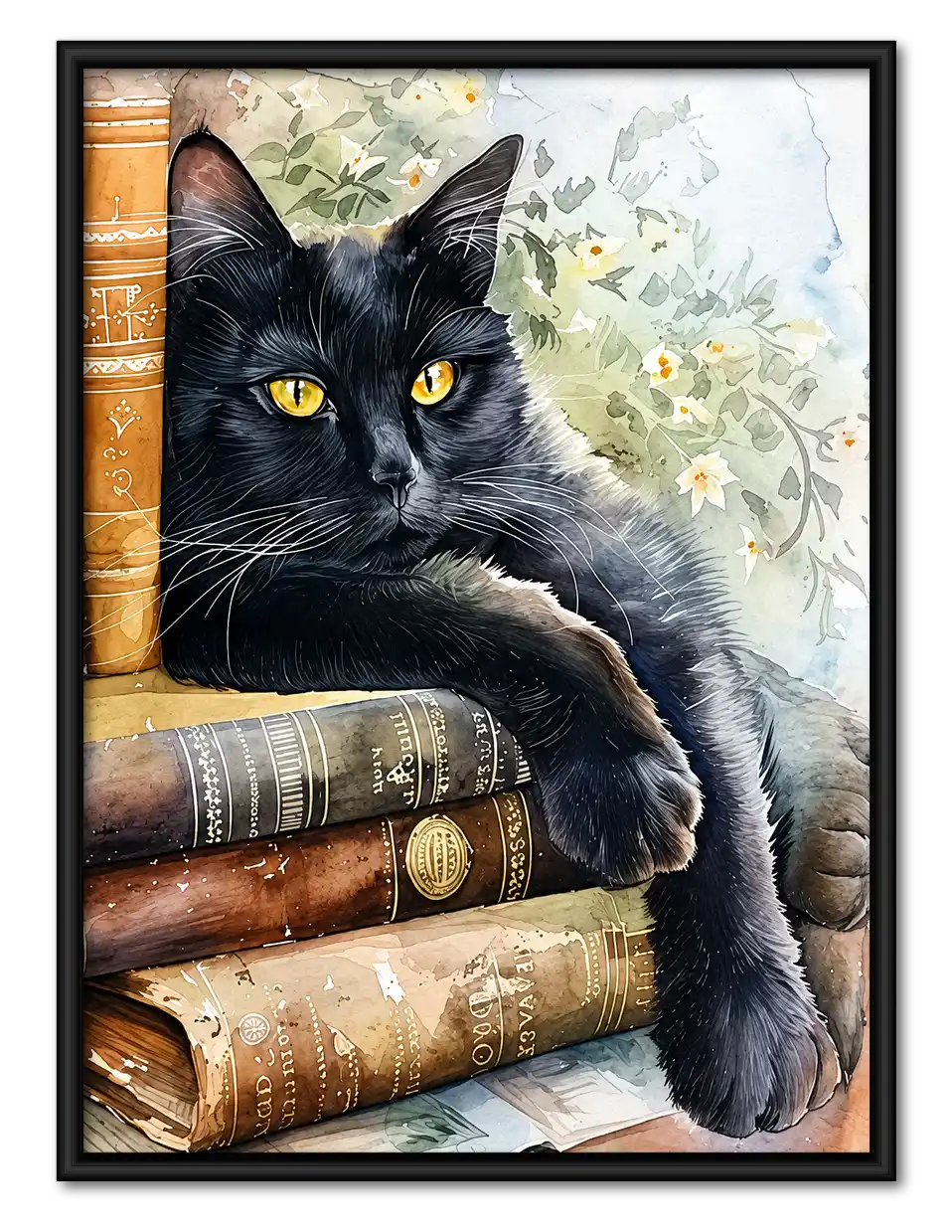Book Lover Black Cat Wall Art 1