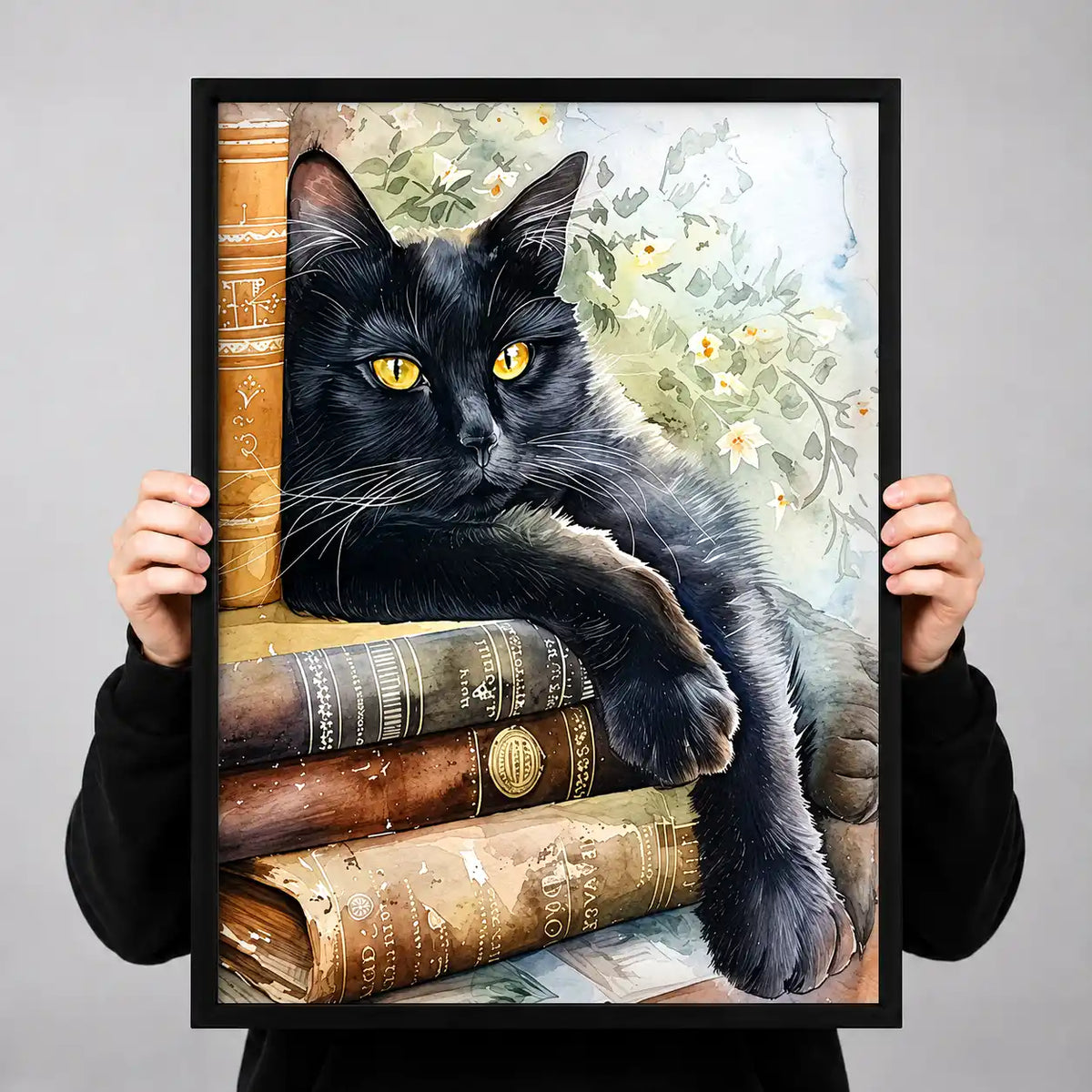 Book Lover Black Cat Wall Art 3