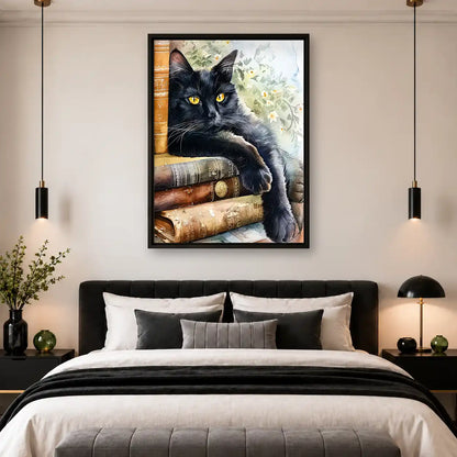 Book Lover Black Cat Wall Art 4