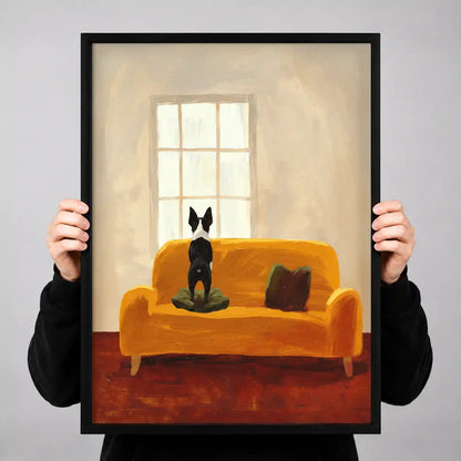 Boston Terrier On Yellow Sofa Wall Art 3