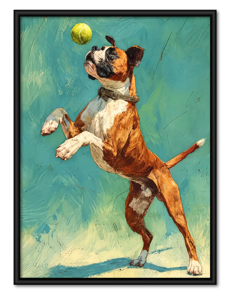 Boxer Dog Catching Tennis Ball Wall Art 1