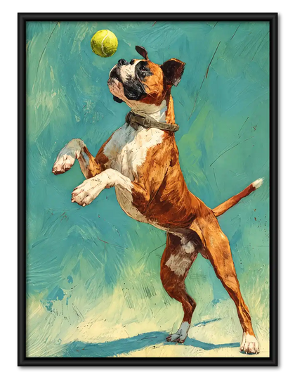 Boxer Dog Catching Tennis Ball Wall Art