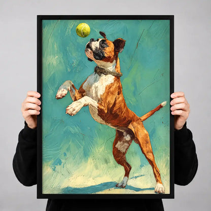 Boxer Dog Catching Tennis Ball Wall Art 3