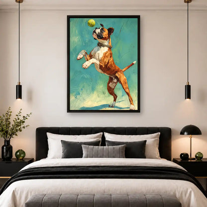 Boxer Dog Catching Tennis Ball Wall Art 4