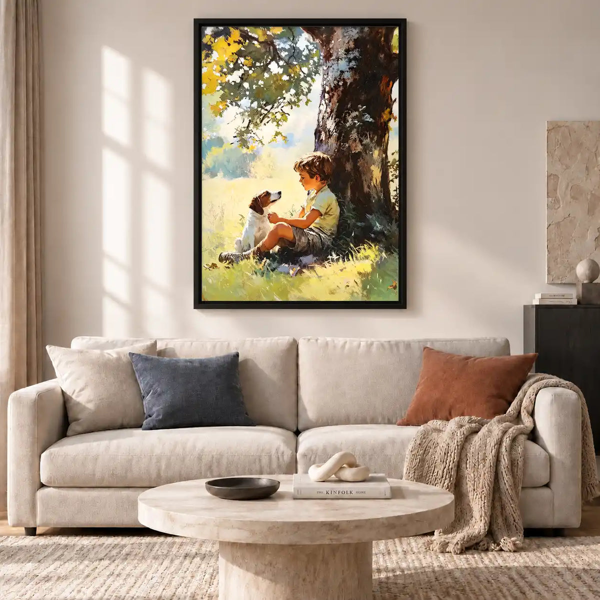 Boy And Dog Under Tree Wall Art 2