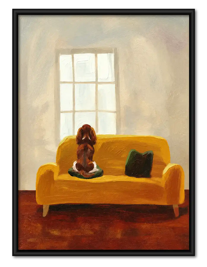 Brown Dog On Yellow Sofa Wall Art