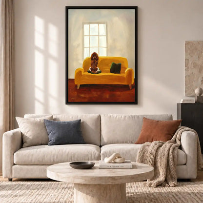 Brown Dog On Yellow Sofa Wall Art 2