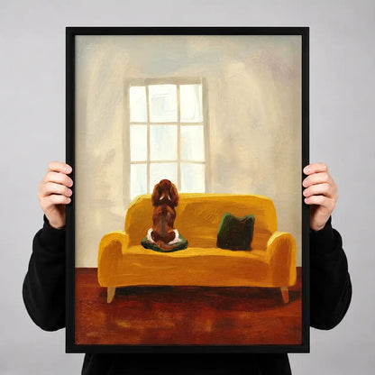 Brown Dog On Yellow Sofa Wall Art 3