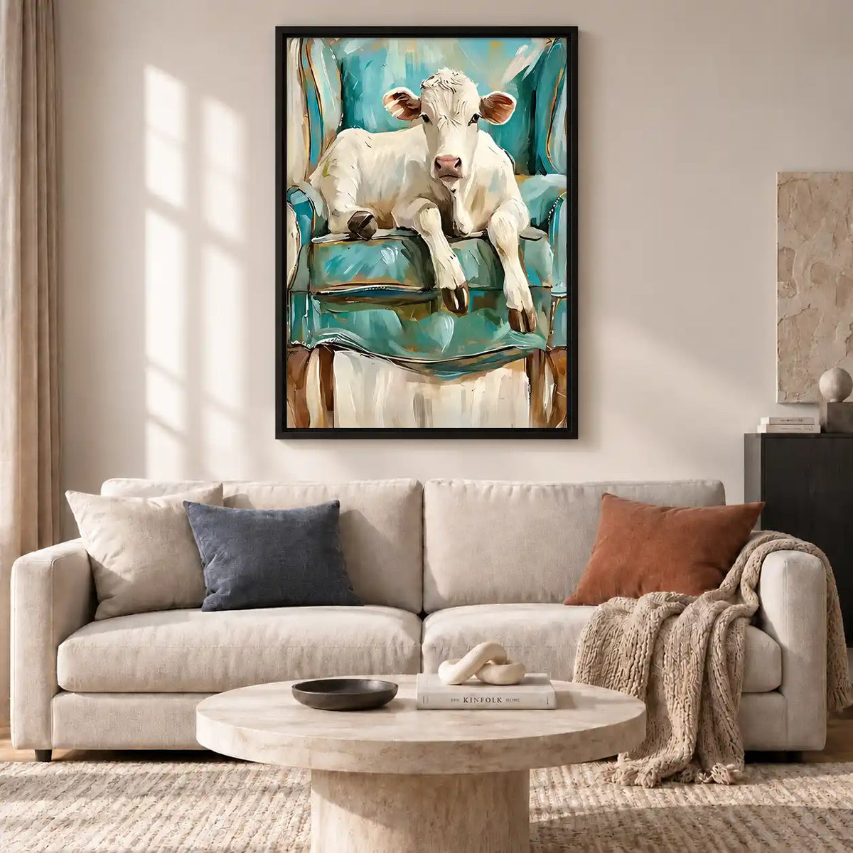 Calf Resting On Turquoise Chair Wall Art 2