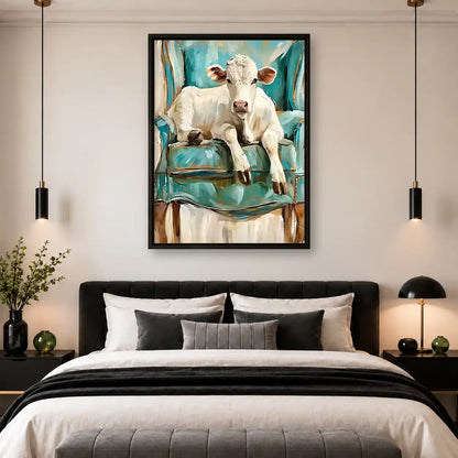 Calf Resting On Turquoise Chair Wall Art 4