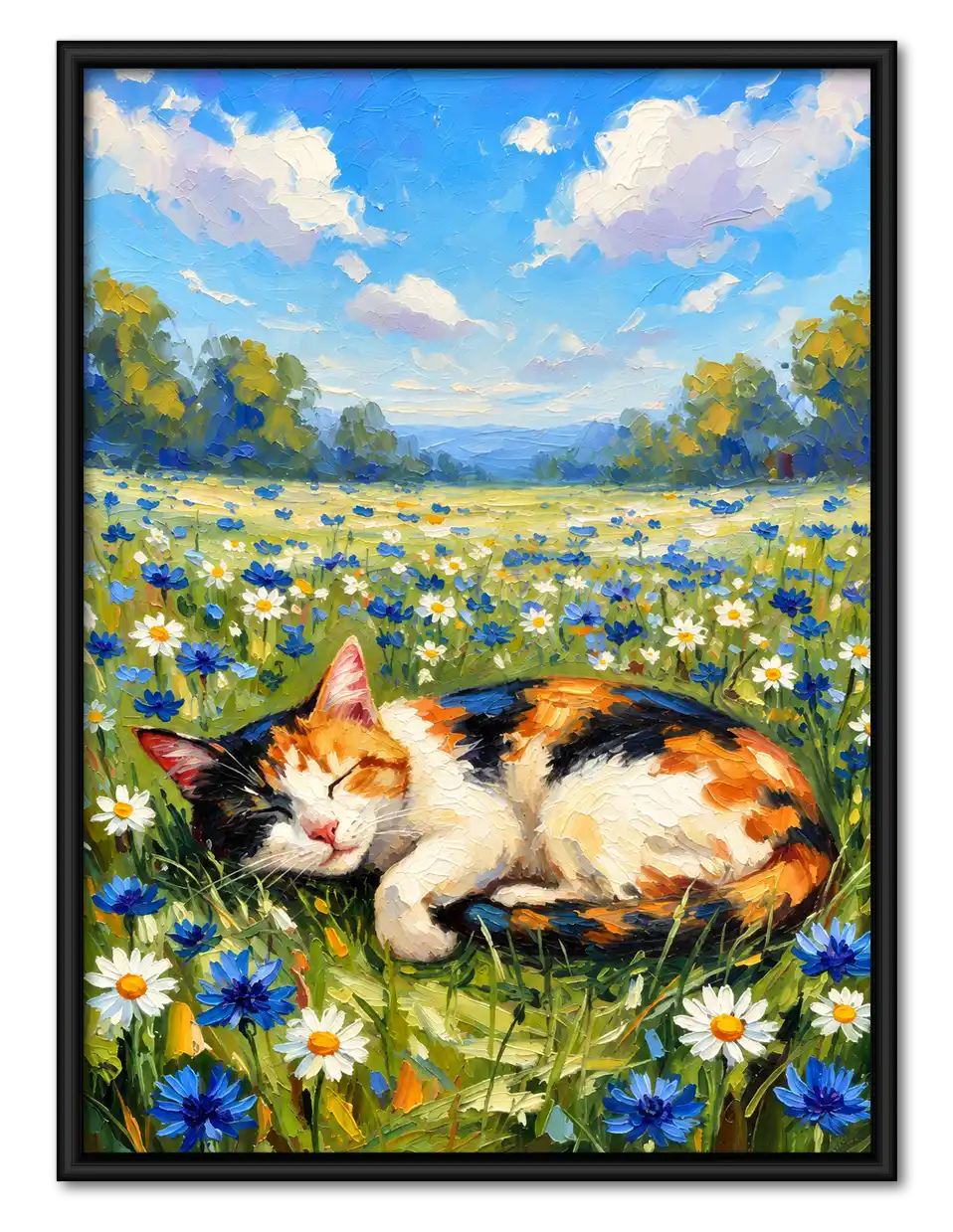 Calico Cat In Wildflower Meadow Wall Art 1