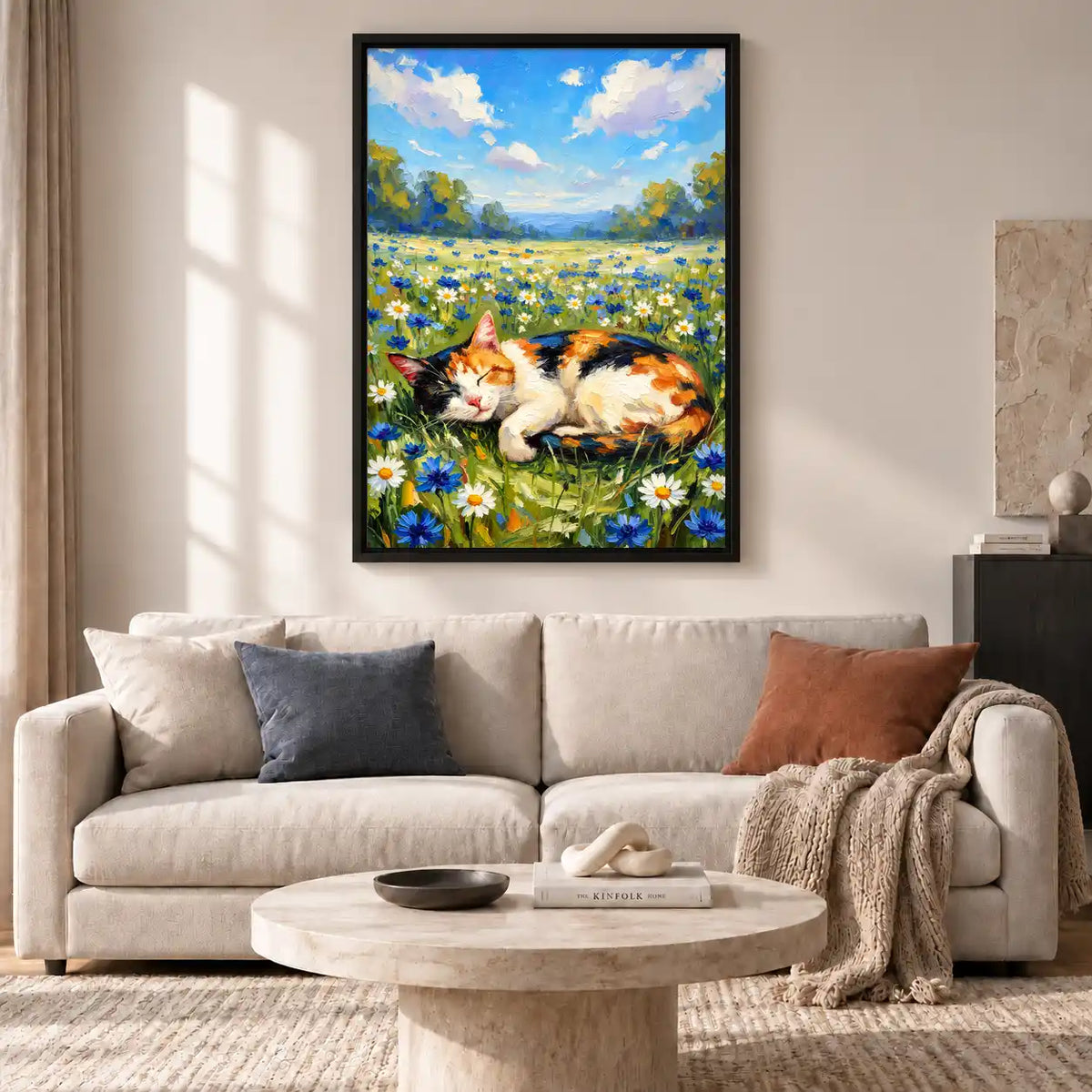 Calico Cat In Wildflower Meadow Wall Art 2