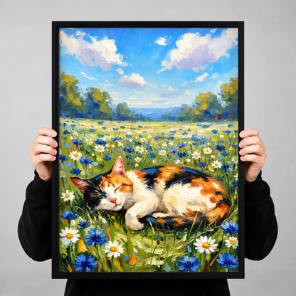 Calico Cat In Wildflower Meadow Wall Art 3