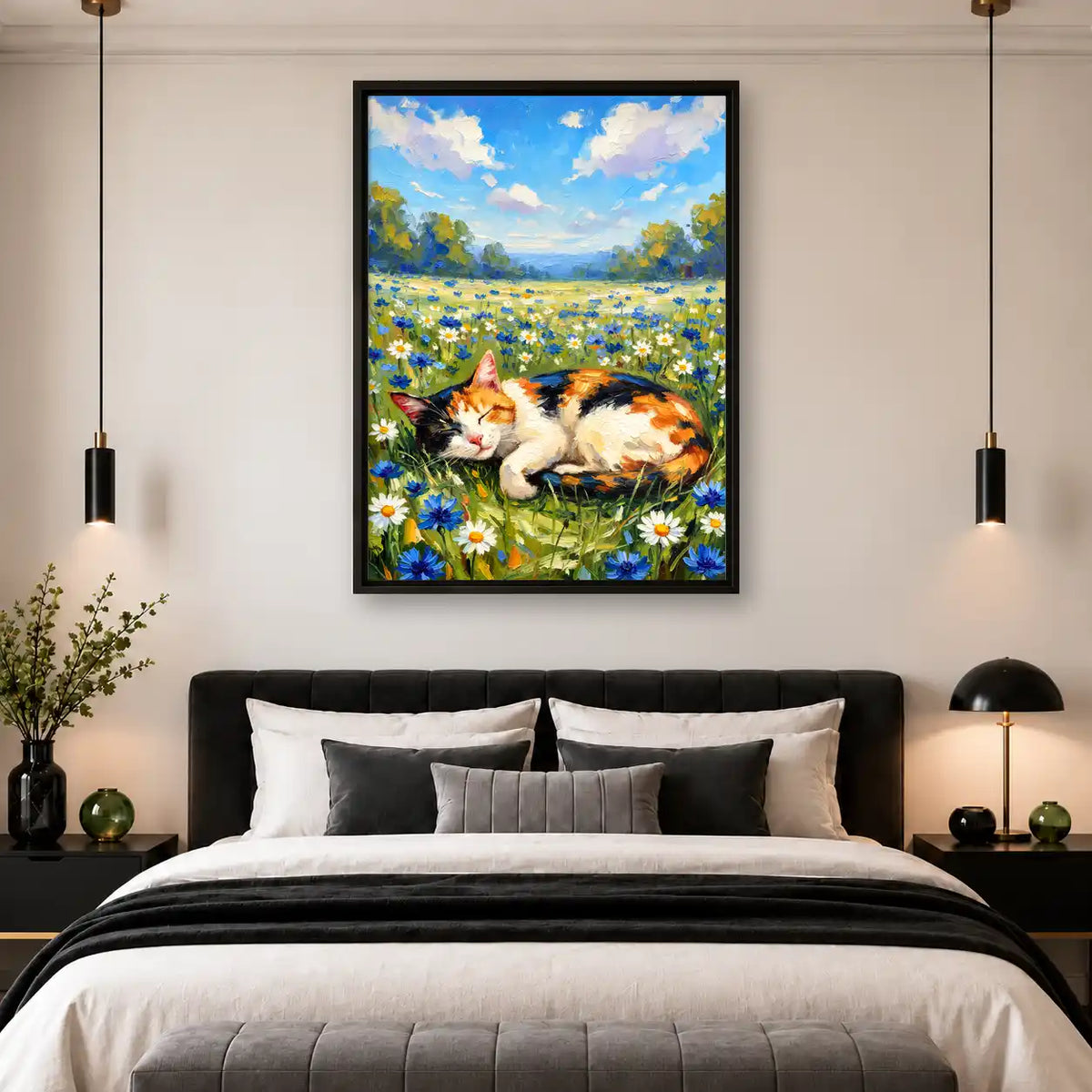 Calico Cat In Wildflower Meadow Wall Art 4