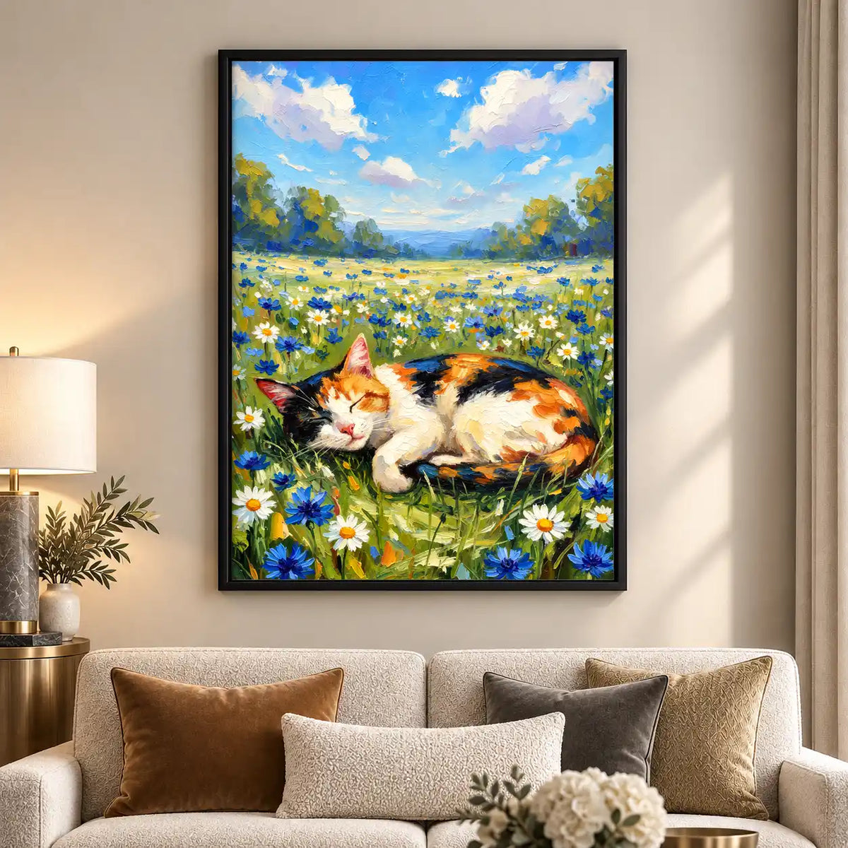 Calico Cat In Wildflower Meadow Wall Art 5