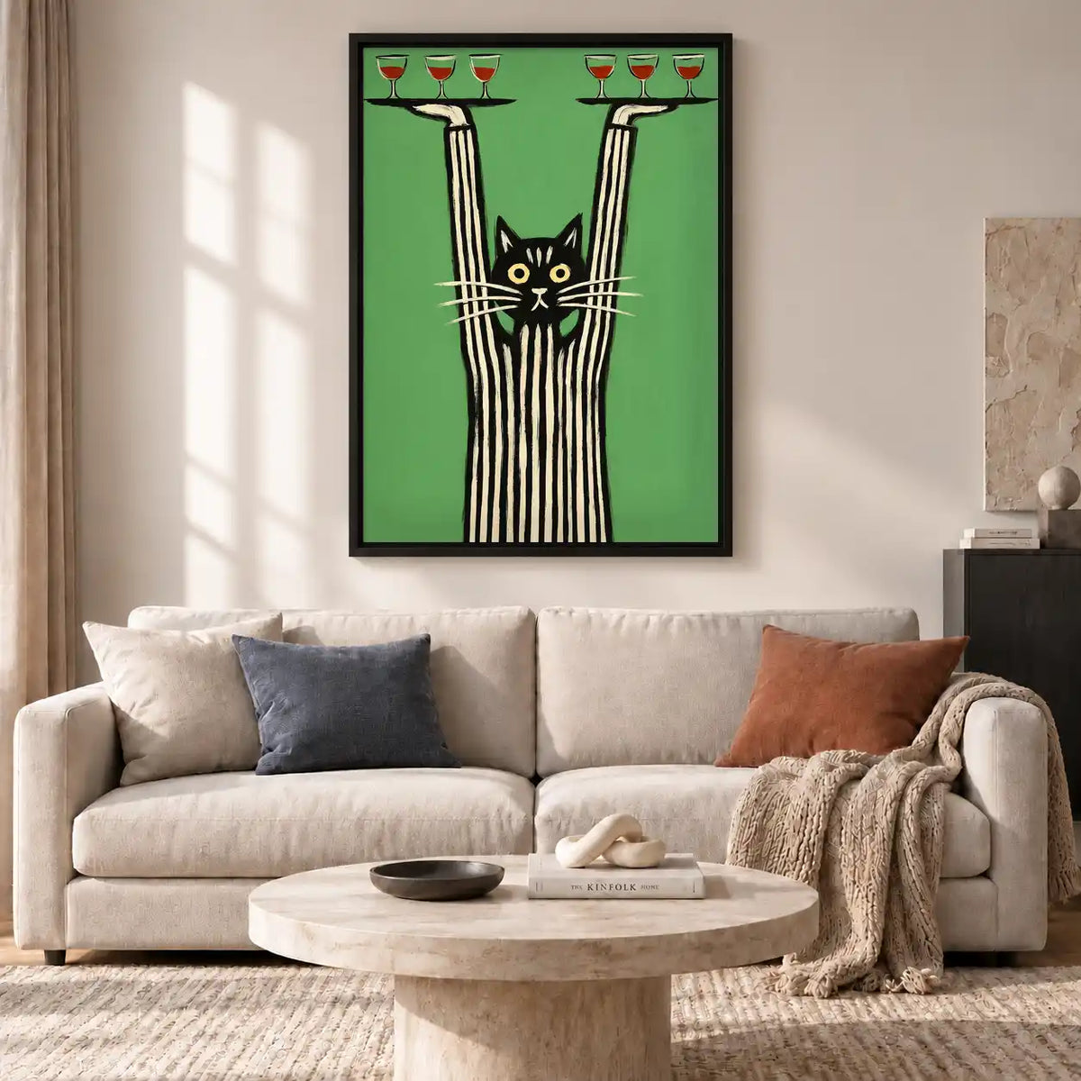 Cat Balancing Wine Glasses Wall Art 2