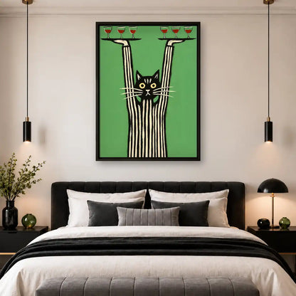 Cat Balancing Wine Glasses Wall Art 4