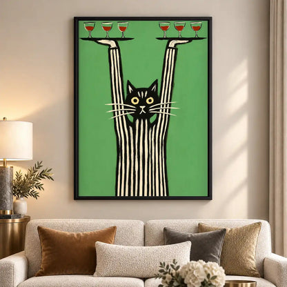 Cat Balancing Wine Glasses Wall Art 5