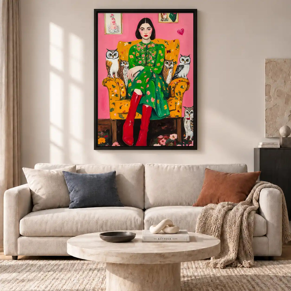 Cat Lady With Owls Wall Art 2