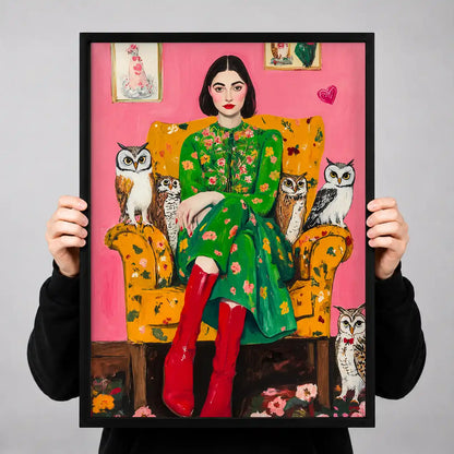Cat Lady With Owls Wall Art 3