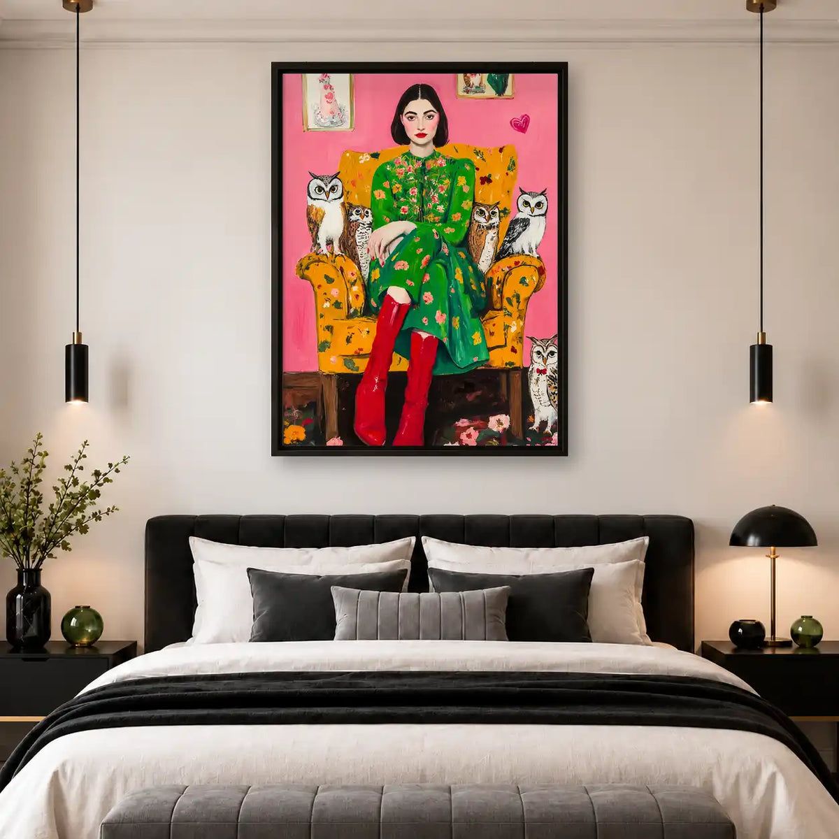 Cat Lady With Owls Wall Art 4