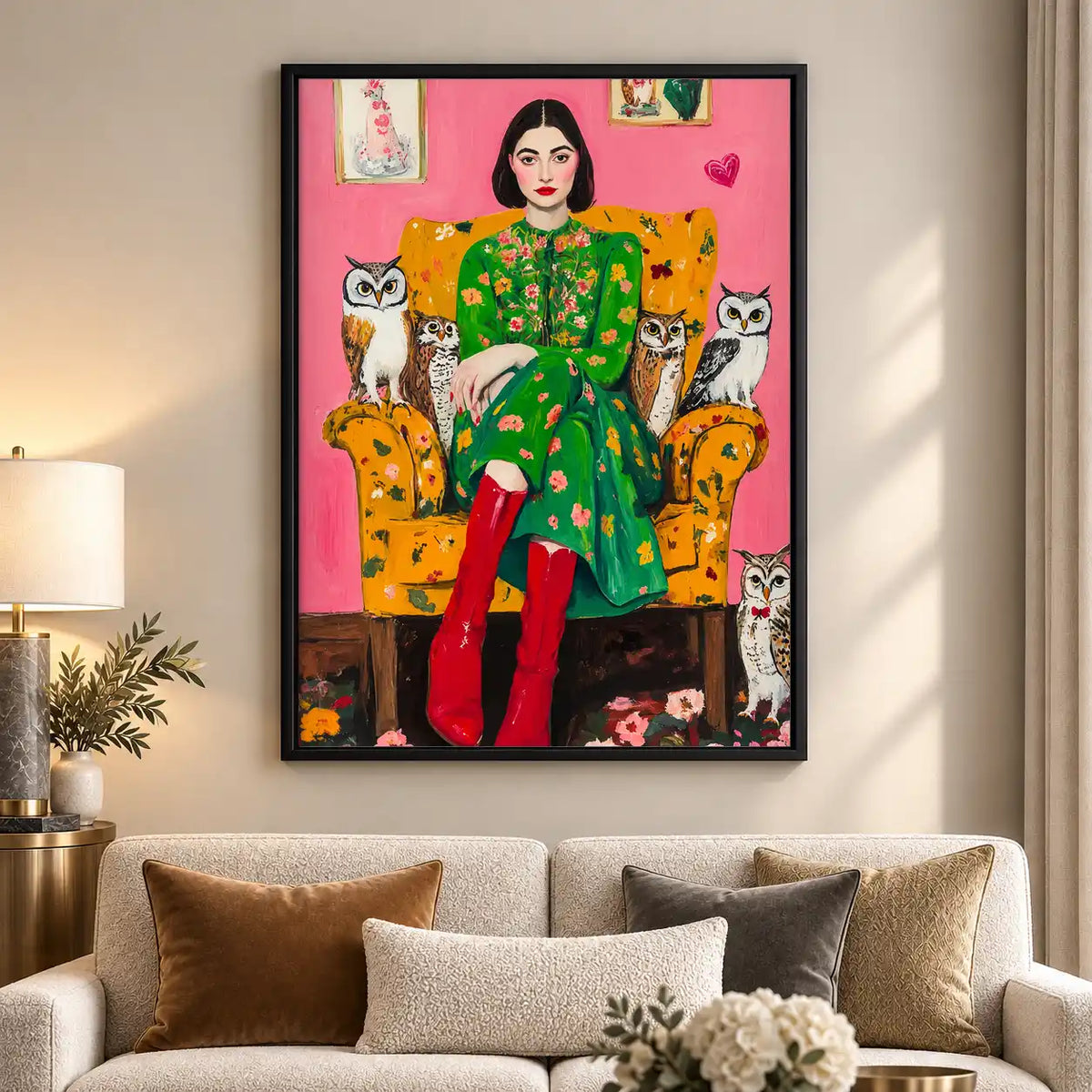 Cat Lady With Owls Wall Art 5