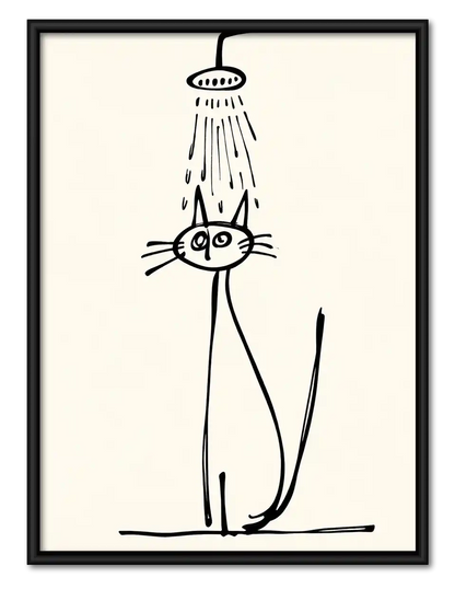 Cat Standing Under Shower Wall Art 1