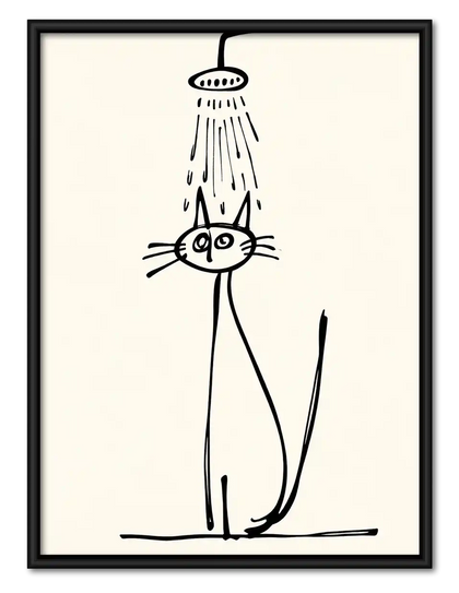 Cat Standing Under Shower Wall Art