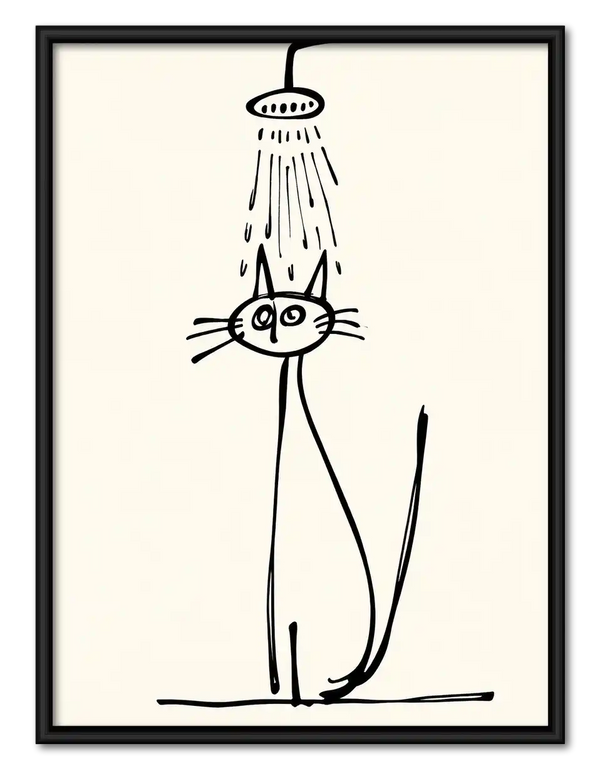 Cat Standing Under Shower Wall Art