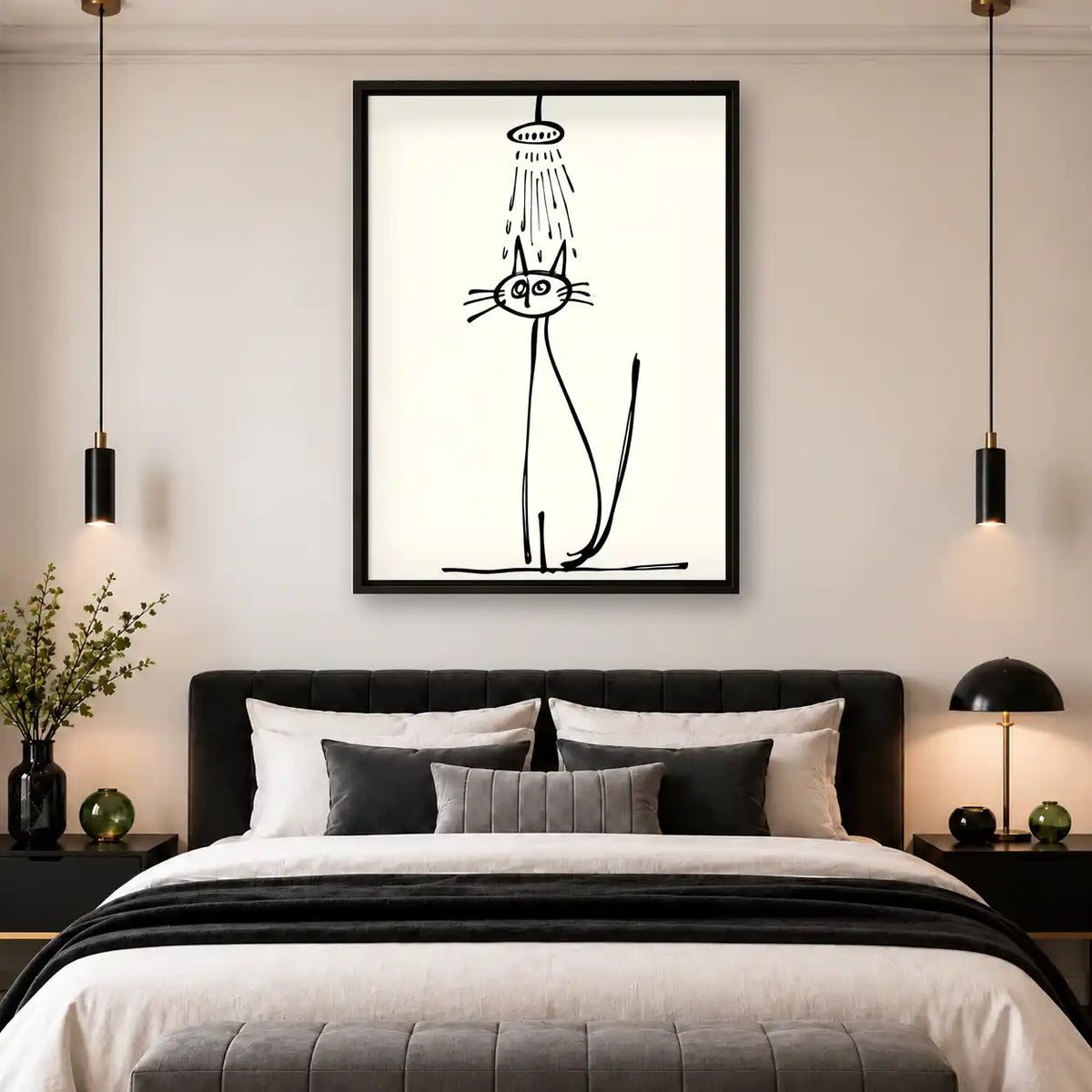 Cat Standing Under Shower Wall Art 4