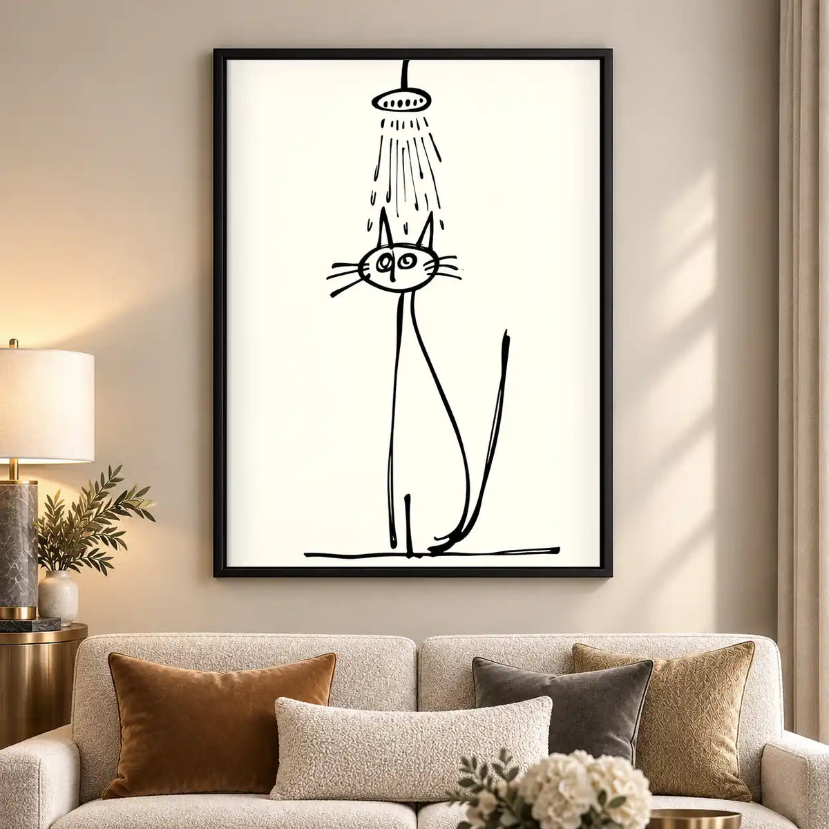 Cat Standing Under Shower Wall Art 5