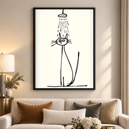 Cat Standing Under Shower Wall Art 5