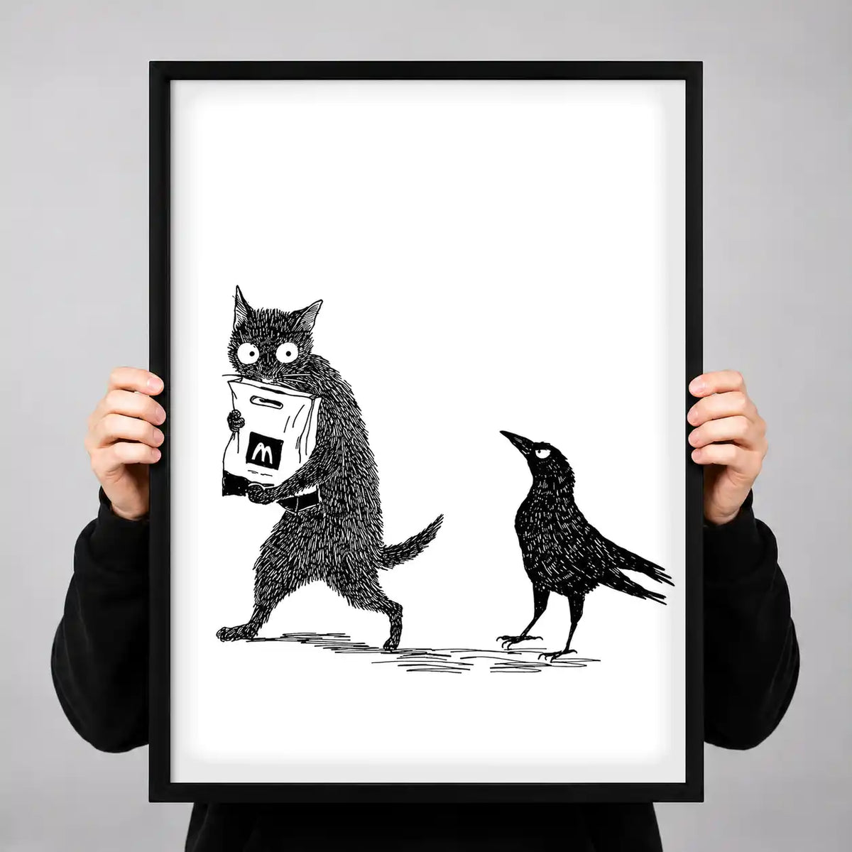 Cat Stealing From Crow Wall Art 3