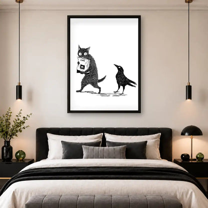 Cat Stealing From Crow Wall Art 4