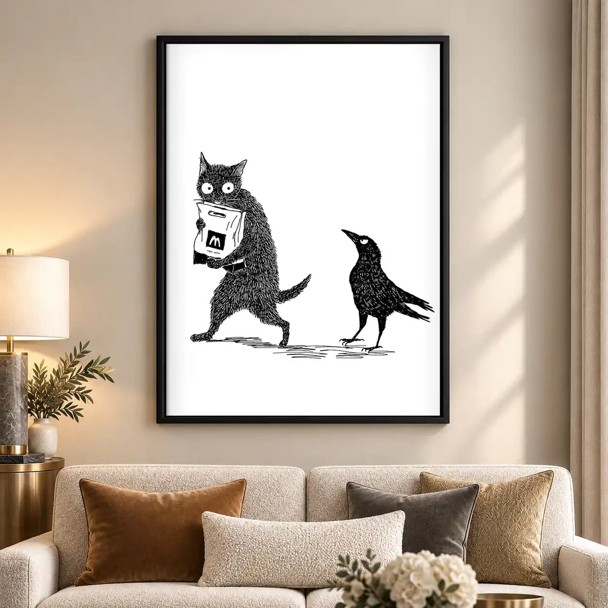 Cat Stealing From Crow Wall Art 5