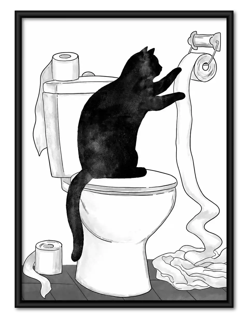 Cat Unrolling Toilet Paper Wall Art 1