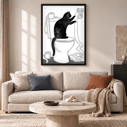 Cat Unrolling Toilet Paper Wall Art 2