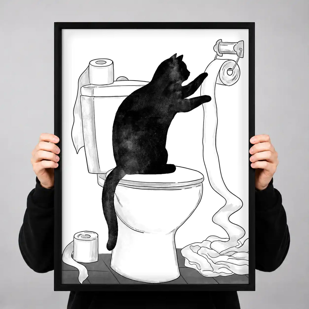 Cat Unrolling Toilet Paper Wall Art 3