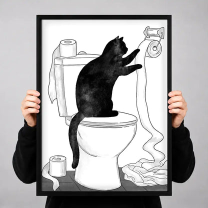 Cat Unrolling Toilet Paper Wall Art 3