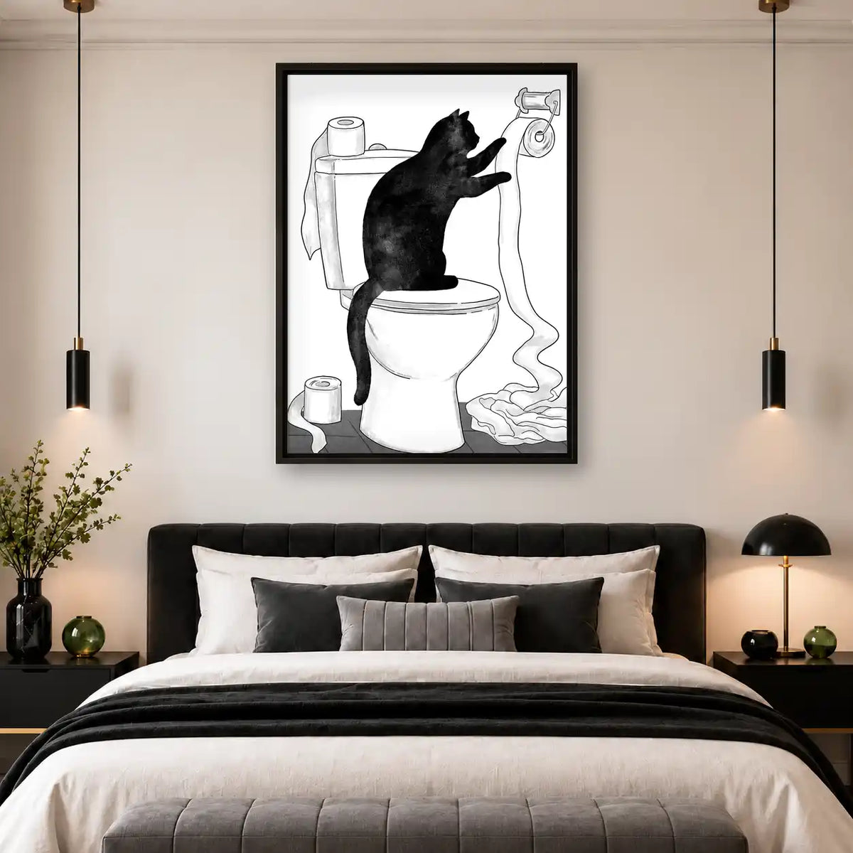 Cat Unrolling Toilet Paper Wall Art 4