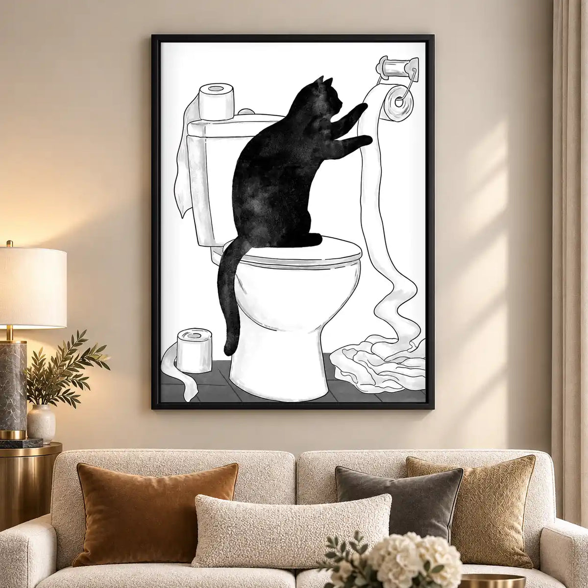 Cat Unrolling Toilet Paper Wall Art 5