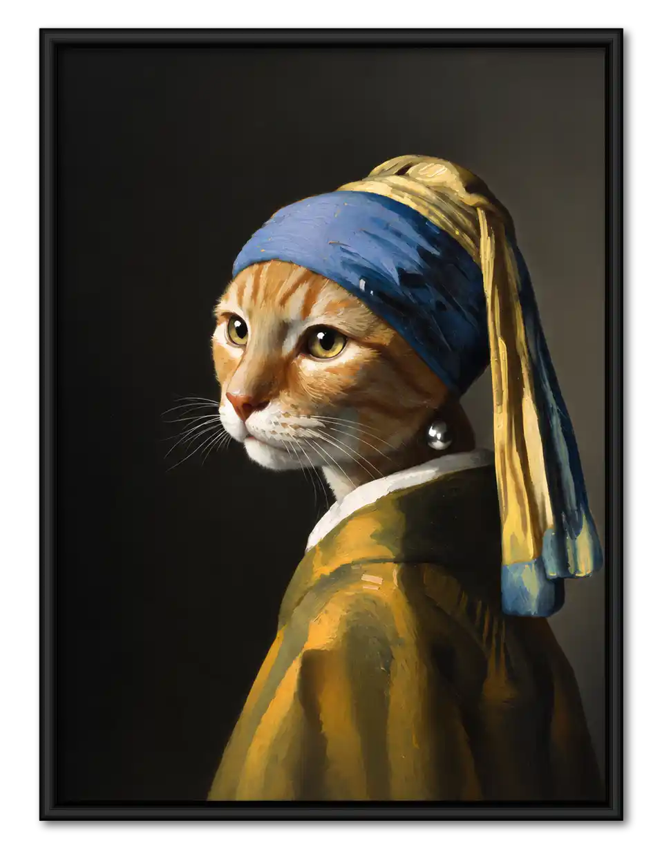 Cat With Pearl Earring Wall Art 1