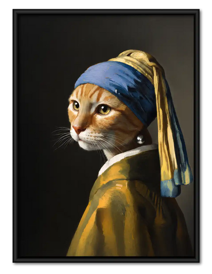Cat With Pearl Earring Wall Art