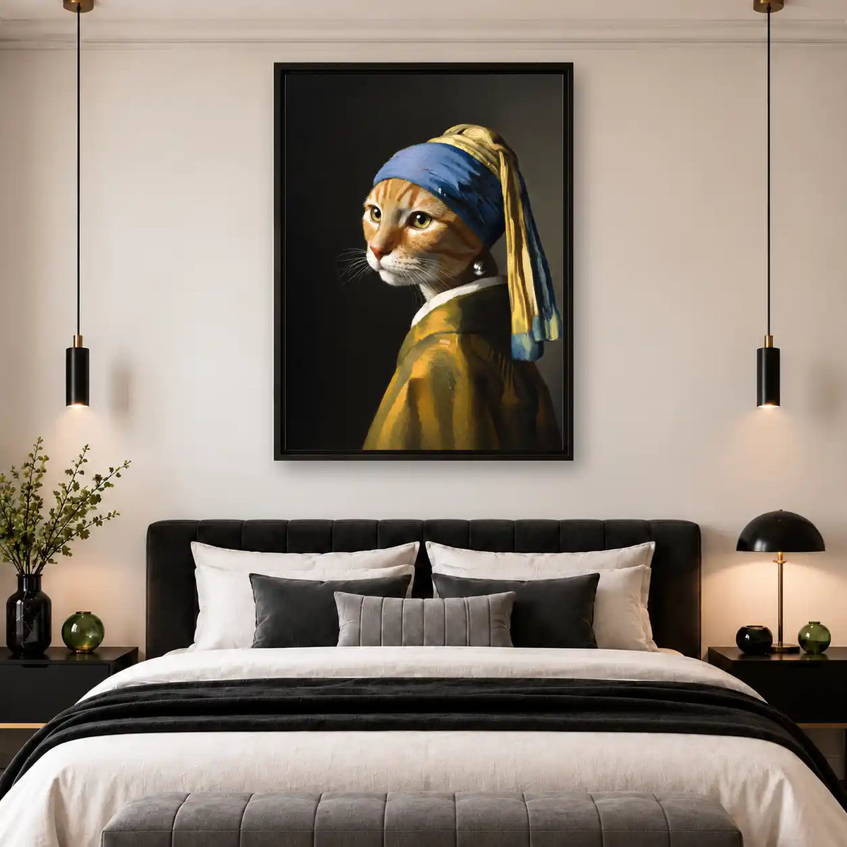 Cat With Pearl Earring Wall Art 4